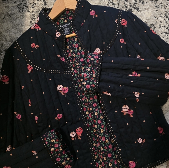 Persaman New York Jackets & Blazers - Persaman Floral Quilted Jacket Cotton Cottage Core Preppy Wrstern Chic Womens S